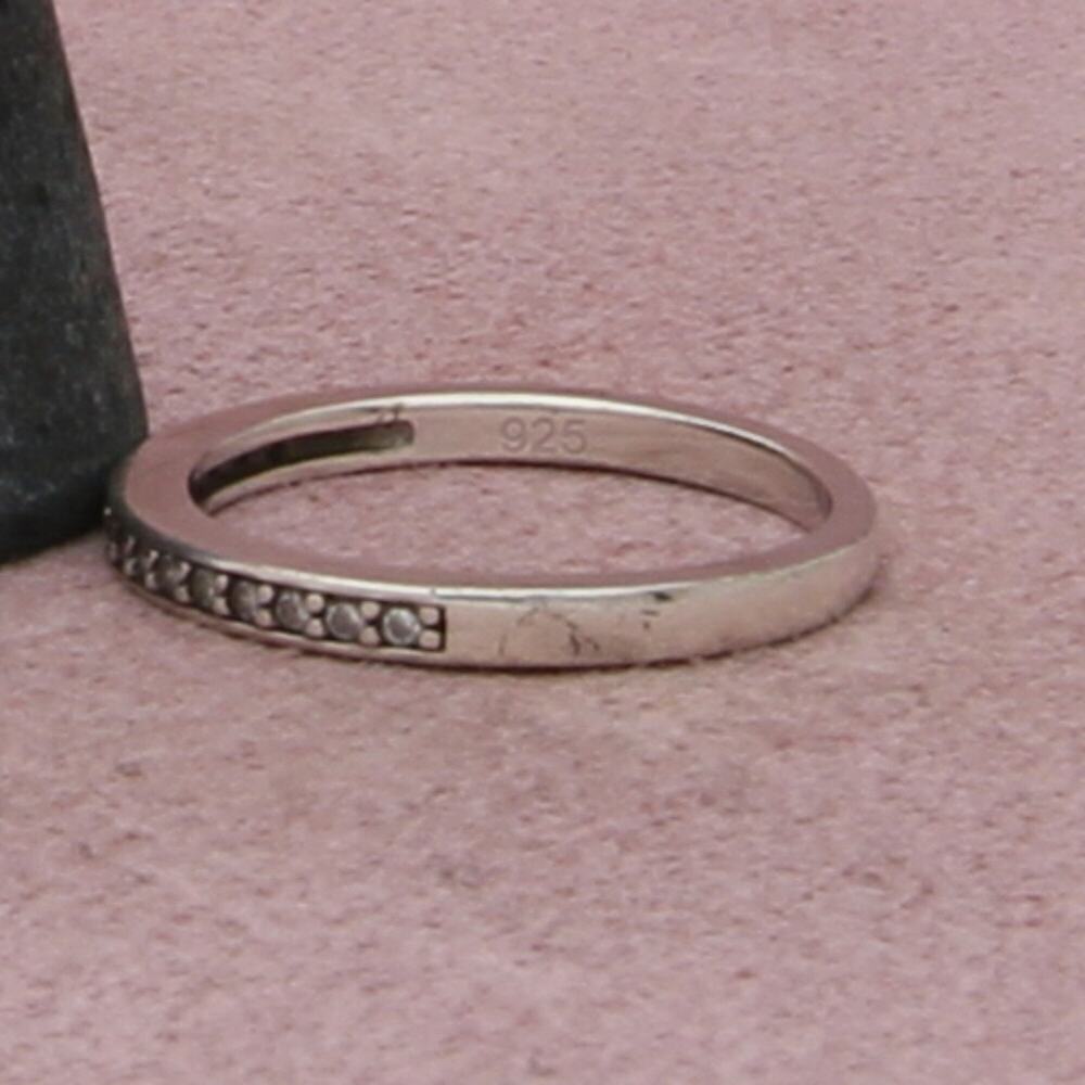 sterling silver dainty cz stack band ring size 7 - Picture 3 of 3